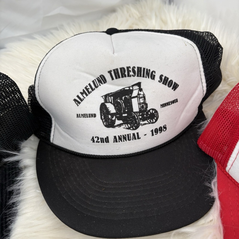 Vintage Trucker Hat Lot (5) Snapback Cap Made In USA Patch Advertising Logo - Picture 5 of 13